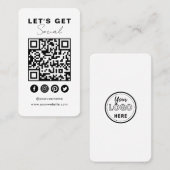Connect With UsソーシャルメディアQRコードホワイト 名刺 (正面/裏面)