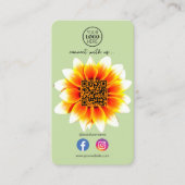 Connect With UsソーシャルメディアQRコードレトロ花 名刺 (正面)