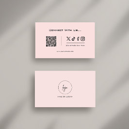 Connect With UsソーシャルメディアQRコードロゴピンク 名刺