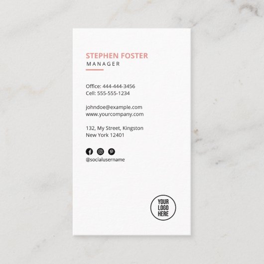 Connect With UsソーシャルメディアQRコードロゴホワイト 名刺 (正面)