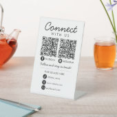 Connect with UsソーシャルメディアQRコード会社ロゴ 台座サイン (インサイチュ)