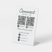Connect with UsソーシャルメディアQRコード会社ロゴ 台座サイン (正面)