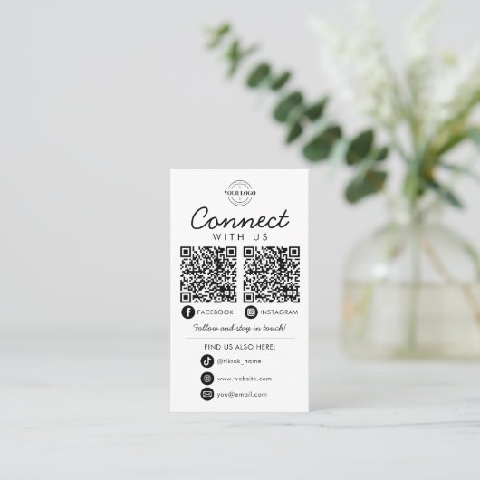 Connect with UsソーシャルメディアQRコード会社ロゴ 名刺 (スタンド正面)