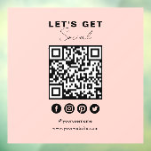 Connect With UsソーシャルメディアQRコード赤面ピンク ウィンドウサイン (シート3)