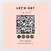 Connect With UsソーシャルメディアQRコード赤面ピンク ウィンドウサイン (シート)