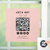 Connect With UsソーシャルメディアQRコード赤面ピンク ウィンドウサイン (ホーム)