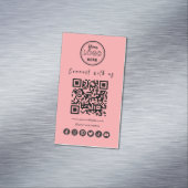 Connect With UsソーシャルメディアQRコード赤面ピンク マグネット名刺 (インサイチュ)