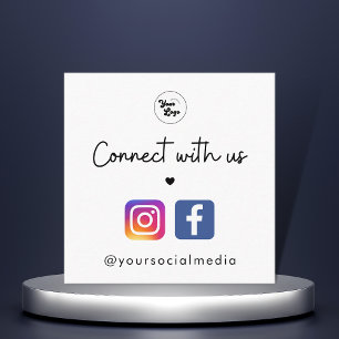 Connect with UsハートInstagram Facebook QRコード スクエア名刺