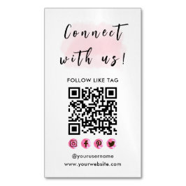 Connect With UsブランディングロゴQRコードピンクモダン色 マグネット名刺