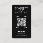 Connect With Us白黒QRコードソーシャルメディア 名刺 (正面)