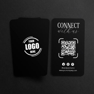 Connect With Us白黒QRコードソーシャルメディア 名刺