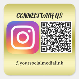 Connect with Us:ウェブサイトとInstagram QRコードスティック スクエアシール