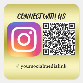 Connect with Us:ウェブサイトとInstagram QRコードスティック スクエアシール