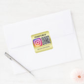 Connect with Us：ウェブサイトとInstagram QRコードスティック スクエアシール (封筒)