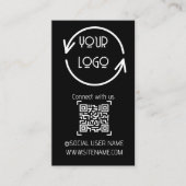 Connect with us，ソーシャルメディアQRコードブラックブシンc 名刺 (正面)