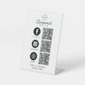 Connect with Us 3 QR Code Business Company Logo 台座サイン (正面)