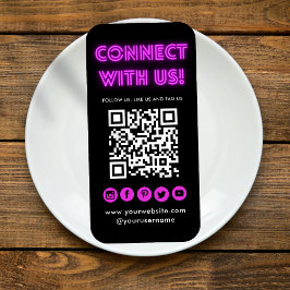 Connect With Us Black QR Code Social Media Modern 名刺