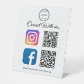 Connect With Us | Instagram & Facebook QR Pedestal 台座サイン (正面)