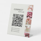 Connect With Us QRコードベーカリーケーキショップ 台座サイン (正面)