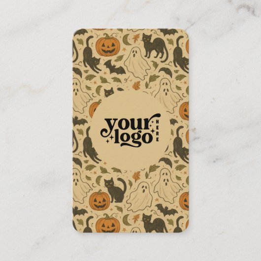 Connect With Us QRコードレトロハロウィン不気味 名刺 (正面)