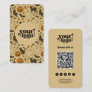 Connect With Us QRコードレトロハロウィン不気味 名刺