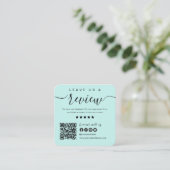 Connect With Us QRコードレビューUsトロピカルブルー スクエア名刺 (スタンド正面)