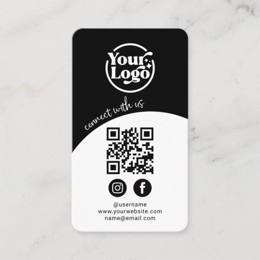 Connect With Us QR Code Logo Social Media Black  名刺 (正面)