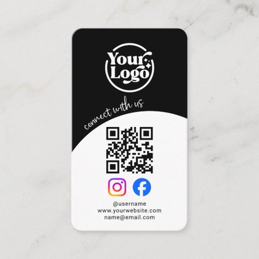 Connect With Us QR Code Logo Social Media Black  名刺 (正面)