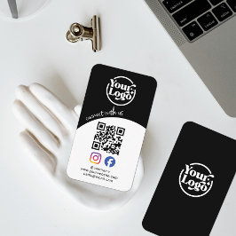 Connect With Us QR Code Logo Social Media Black  名刺