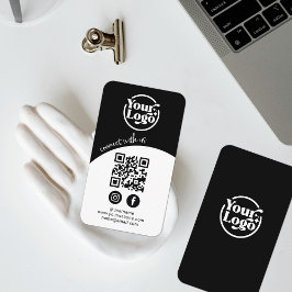 Connect With Us QR Code Logo Social Media Black  名刺