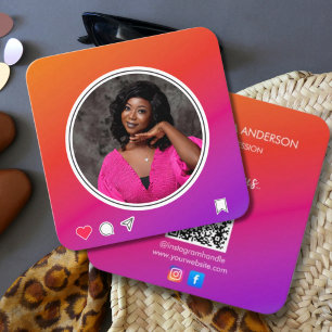 Connect With Us Social Media Instagram スクエア名刺