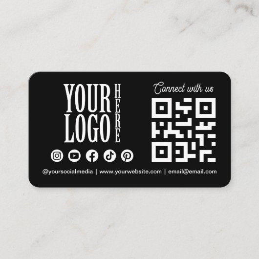 Connect with us Social Media QR Code Black Busines 名刺 (正面)