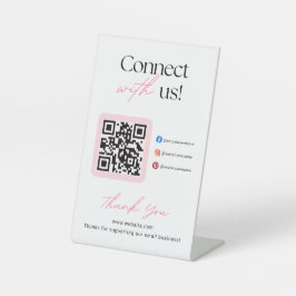 Connect With Us Social Media QR Code Business  台座サイン