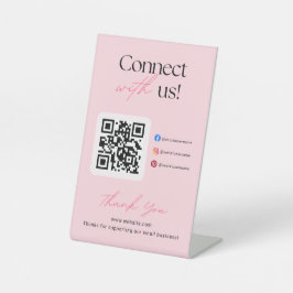Connect With Us Social Media QR Code Business  台座サイン