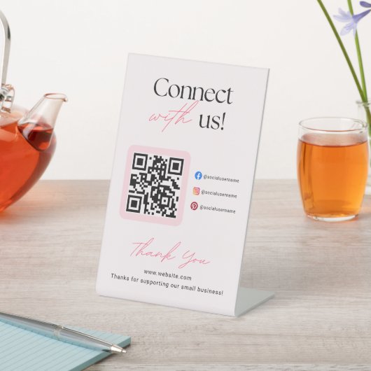 Connect With Us Social Media QR Code Business  台座サイン (インサイチュ)