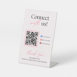 Connect With Us Social Media QR Code Business  台座サイン