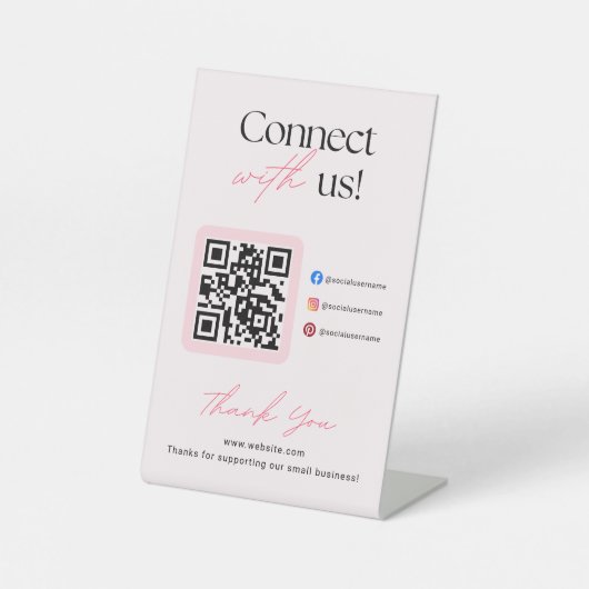 Connect With Us Social Media QR Code Business  台座サイン (正面)
