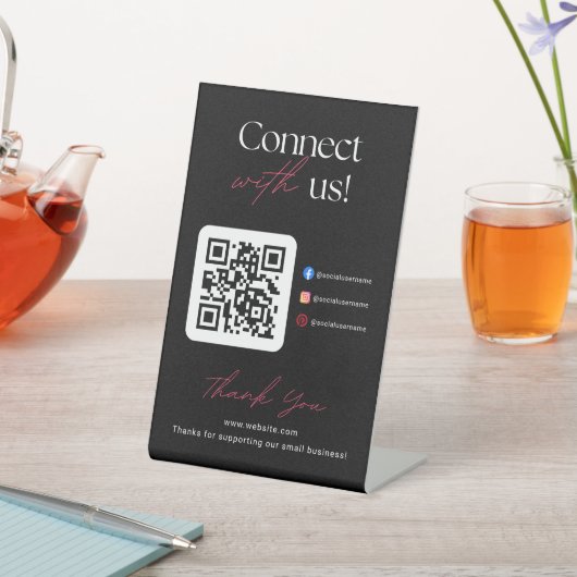 Connect With Us Social Media QR Code Business  台座サイン (インサイチュ)
