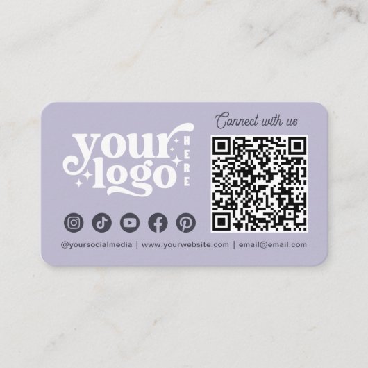 Connect With Us Social Media QR Code Lavender 名刺 (正面)