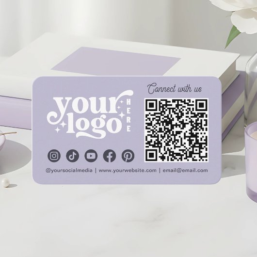 Connect With Us Social Media QR Code Lavender 名刺