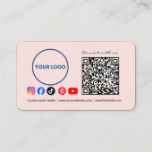 Connect with us Social Media QR Code Pink Business 名刺 (正面)
