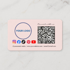 Connect with us Social Media QR Code Pink Business 名刺
