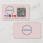 Connect with us Social Media QR Code Pink Business 名刺 (正面/裏面)