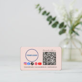 Connect with us Social Media QR Code Pink Business 名刺 (スタンド正面)