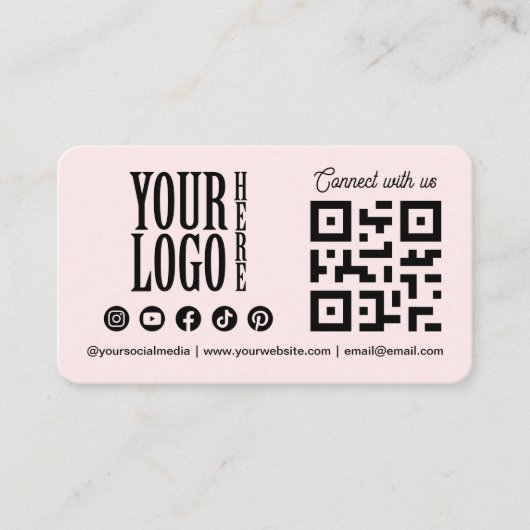 Connect with us Social Media QR Code Pink Business 名刺 (正面)
