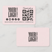 Connect with us Social Media QR Code Pink Business 名刺 (正面/裏面)