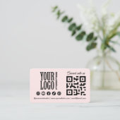 Connect with us Social Media QR Code Pink Business 名刺 (スタンド正面)
