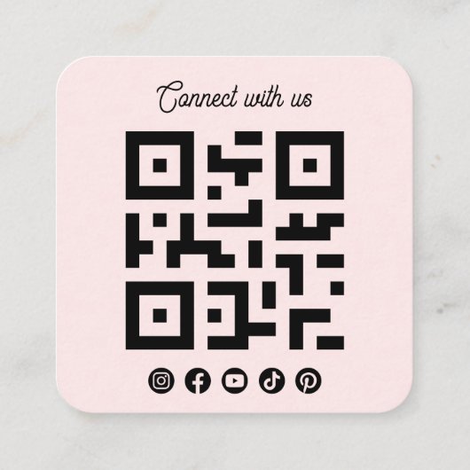 Connect with us Social Media QR Code Pink Square スクエア名刺 (裏面)