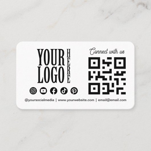 Connect with us Social Media QR Code whit Business 名刺 (正面)