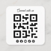 Connect with us Social Media QR Code White Square スクエア名刺 (裏面)